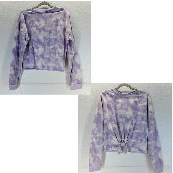 H&M Girls Purple Tie Dye Knot Front Sweatshirt US 14 Youth Cropped - Picture 13 of 15